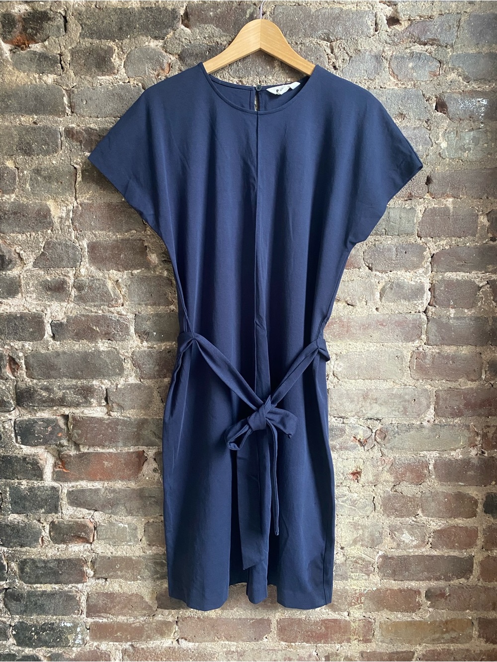 Boden Navy Midi Dress with Tie Waist